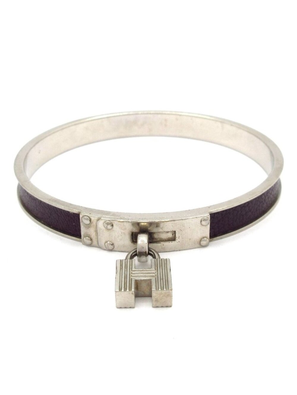 Hermes Bangle Kelly Silver Dark Purple Bracelet